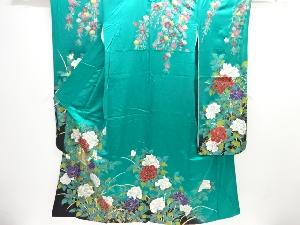 箔置き牡丹に蝶模様振袖・長襦袢・袋帯セット